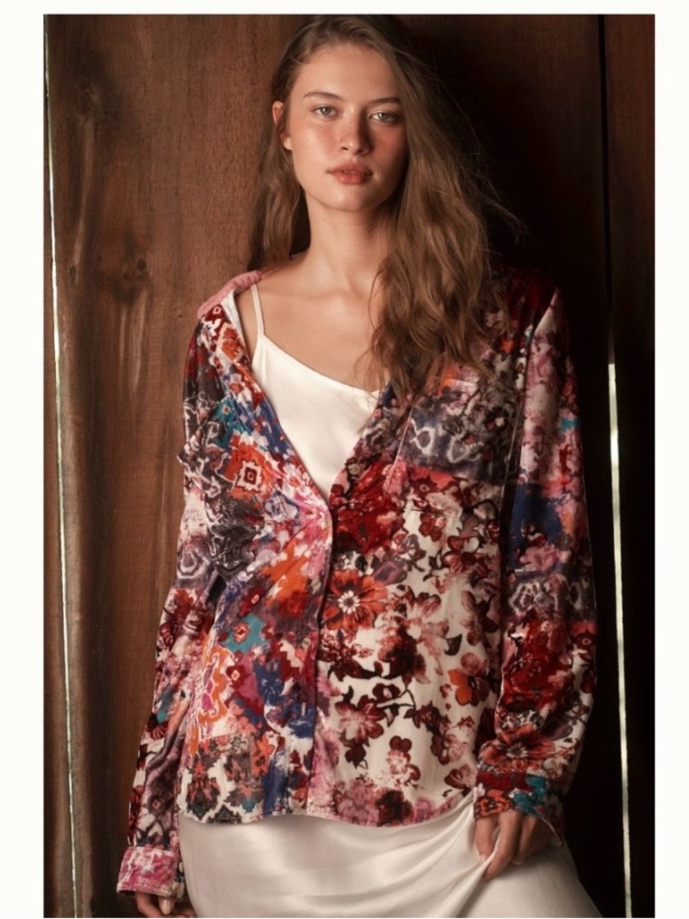 NWT Anthro The Hadley Velvet Relaxed Buttondown Shirt by Pilcro in Pink, XS